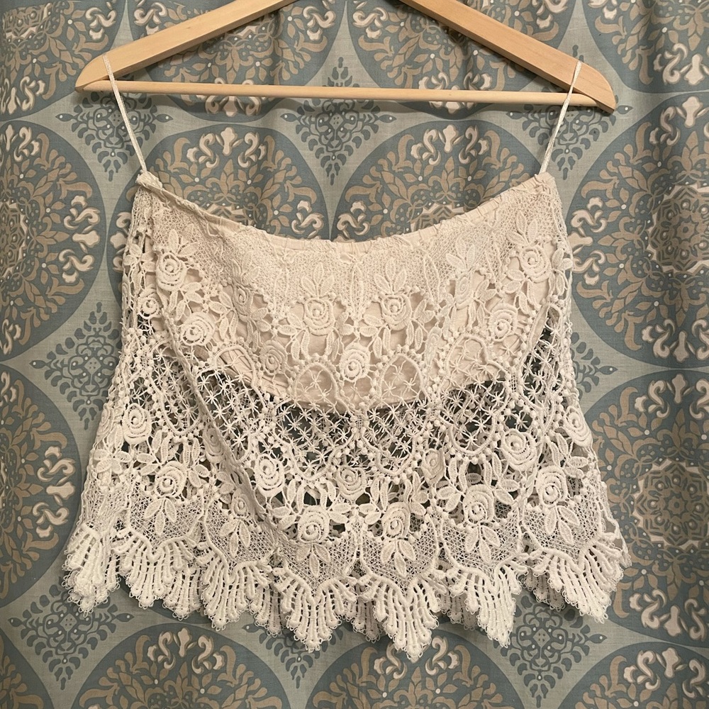 White Lace Tube Crop Top